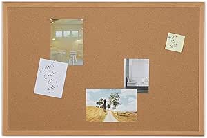 Staples 1682316 Standard Cork Bulletin Board Oak Finish Frame 3-Ft W X 2-Ft H